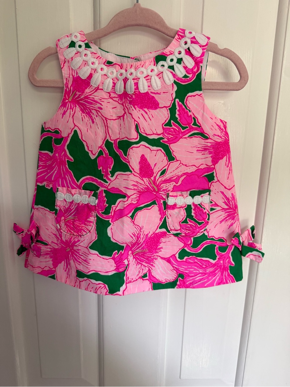 Lilly Pulitzer Pink & Green Hibiscus Floral Dress + Diaper Cover